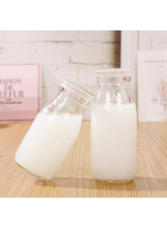 Luxoraq Glass Milk Bottle 200ml Glass Milk Bottle with Lid Small Glass Bottle Milk Juice Bottle Reusable Glass Bottle Pack of 3 - Image 4